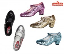 DANCE STEPS, SHOES WITH HEELS MADE OF GLITTER. 18-42.